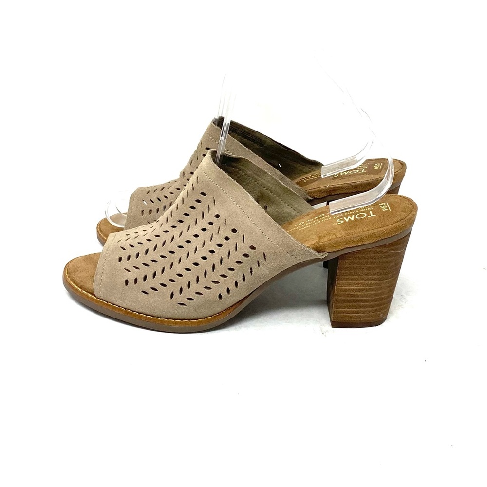 Toms Tan Block Heel Sandals
